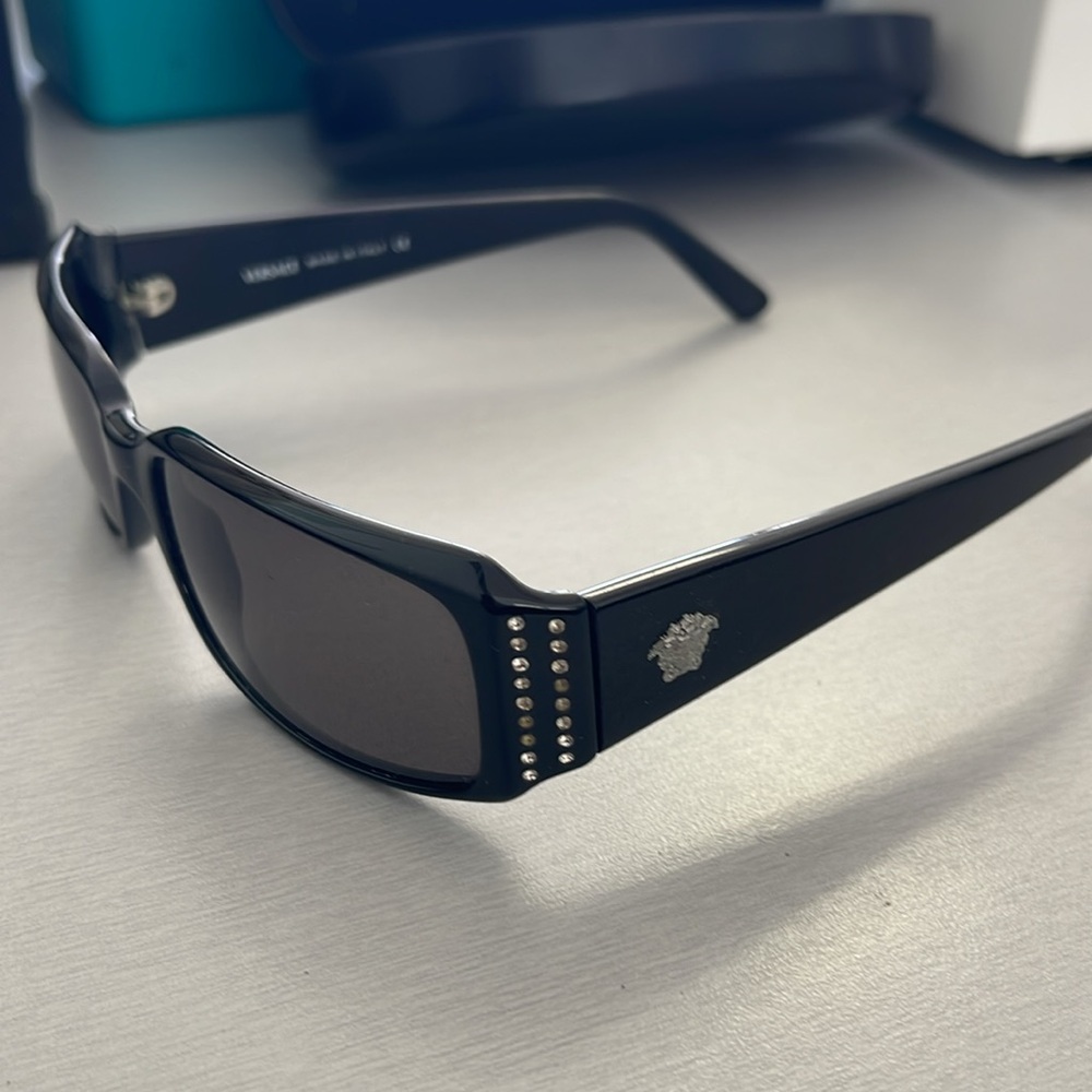Versace sunglasses. Black with rhinestones. One size. With case - Picture 3 of 8